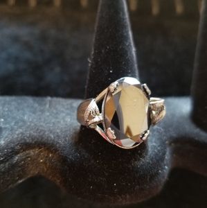 1980s Sterling silver black stone 9 1/2 ring